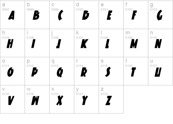 Knuckle Sandwich Classic Italic lowercase a-z preview