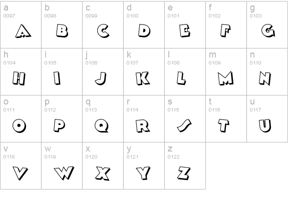 Kobalt-Kartoon lowercase a-z preview