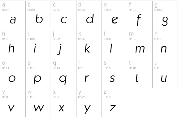 KoblenzSerial-Light-Italic lowercase a-z preview