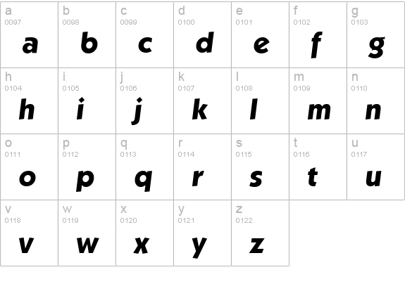 KoblenzSerial-Xbold-Italic lowercase a-z preview
