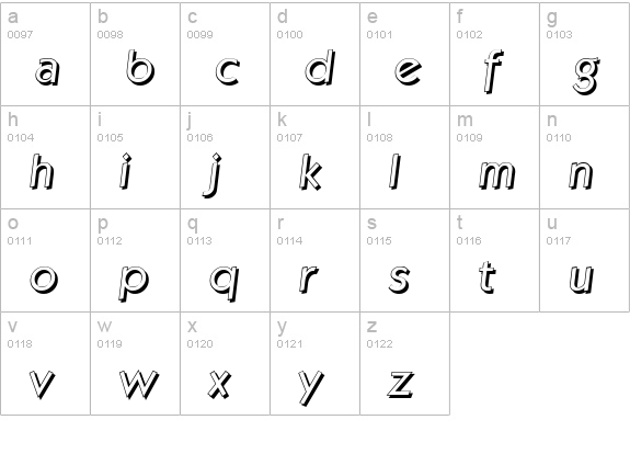 KoblenzShadow-Italic lowercase a-z preview
