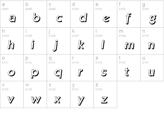KoblenzShadow-Medium-Italic lowercase a-z preview
