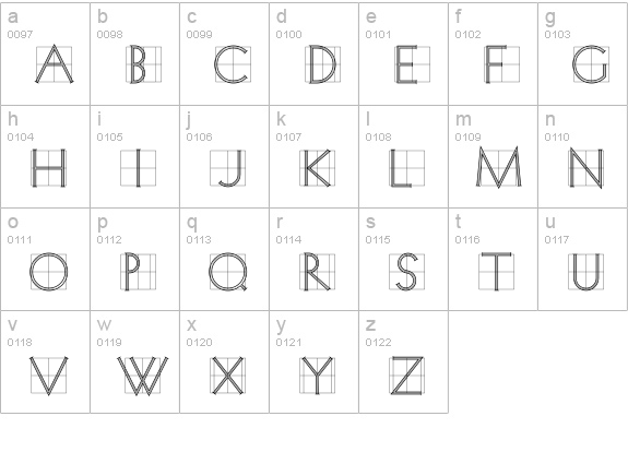 Koch Quadrat lowercase a-z preview