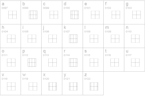 Koch Quadrat Guides lowercase a-z preview