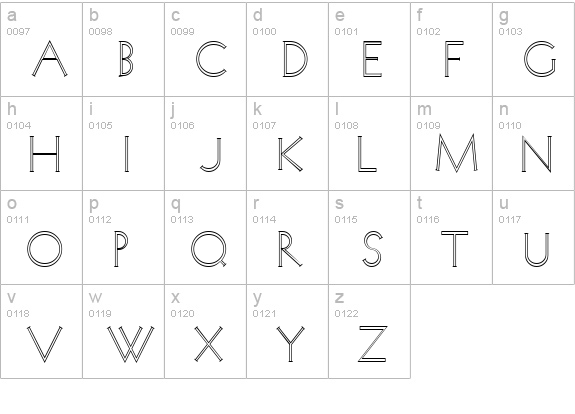 Koch Quadrat Outlines lowercase a-z preview