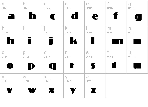 KolossEF lowercase a-z preview