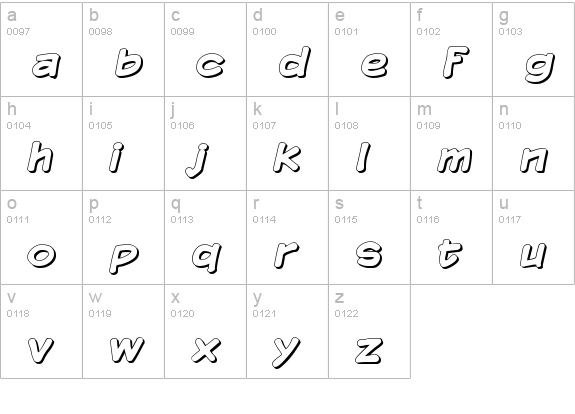 Komika Display - Shadow lowercase a-z preview