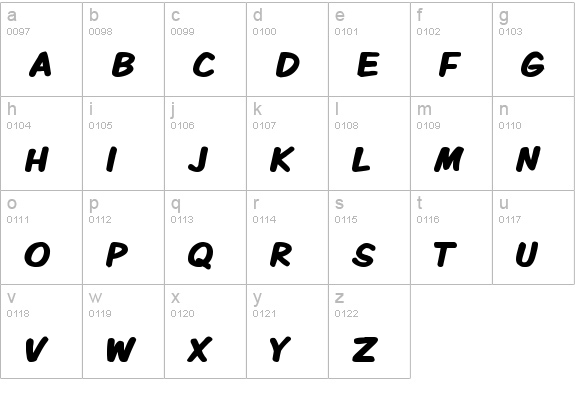 Komika Display Kaps Bold lowercase a-z preview