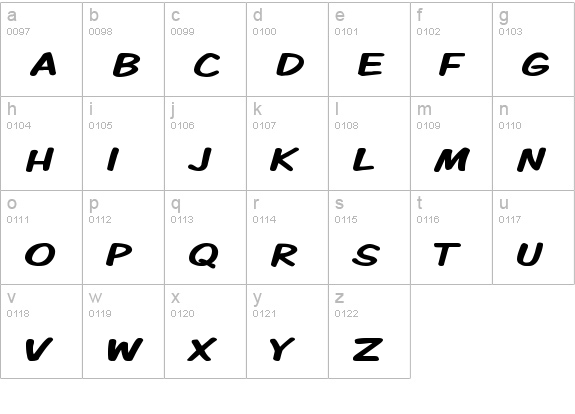 Komika Display Kaps Wide lowercase a-z preview