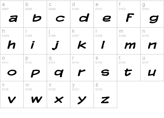 Komika Display Wide lowercase a-z preview