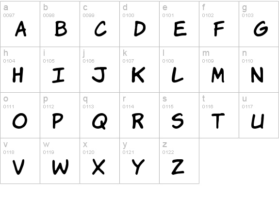 Komika Hand lowercase a-z preview