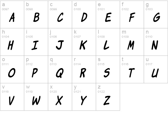 Komika Jam Italic lowercase a-z preview