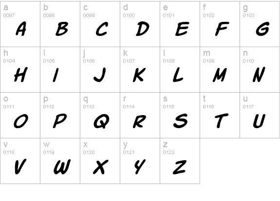 Komika Slick Italic lowercase a-z preview