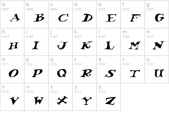 KoolKapsDisplayHvy Italic lowercase a-z preview