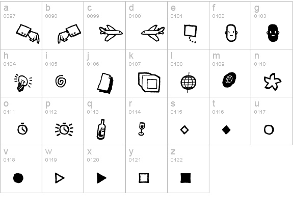 Kosmik-Glyphs lowercase a-z preview