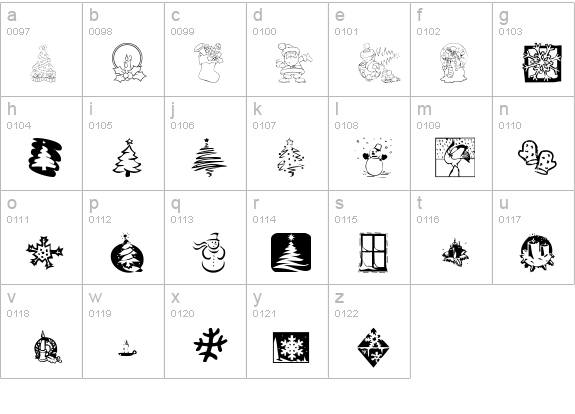 KR Christmas 2001 lowercase a-z preview