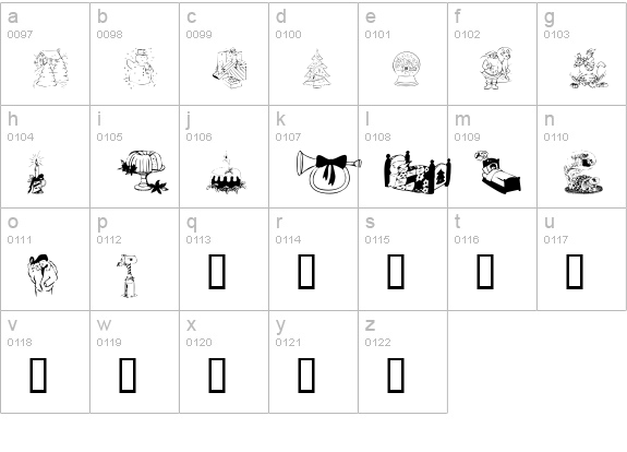 KR Christmas 2002 Dings 1 lowercase a-z preview
