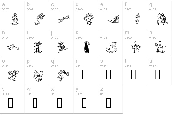 KR Christmas 2002 Dings 2 lowercase a-z preview