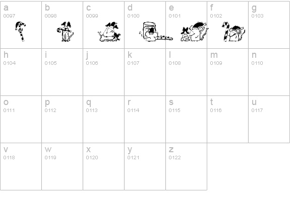 KR Christmas 2002 Dings 3 lowercase a-z preview