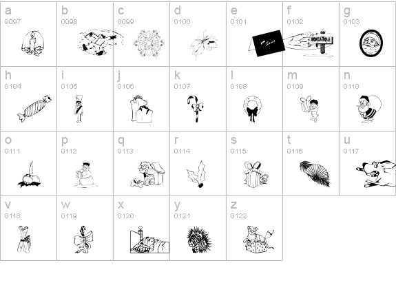 KR Christmas 2002 Dings 4 lowercase a-z preview