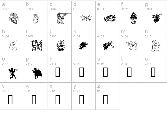 KR Christmas Angels lowercase a-z preview