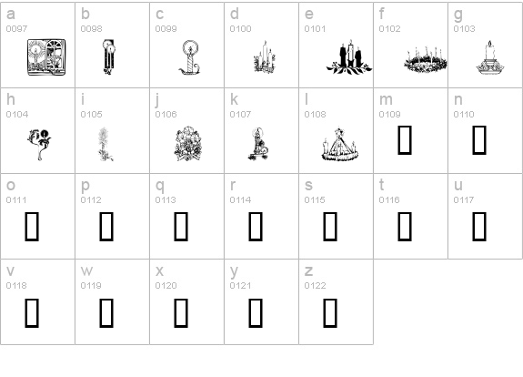 KR Christmas Candles lowercase a-z preview