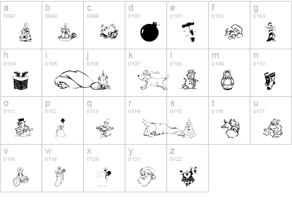 KR Christmas Dings 2004 lowercase a-z preview