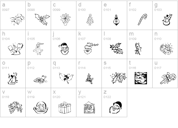 KR Christmas Dings 2004 Five lowercase a-z preview