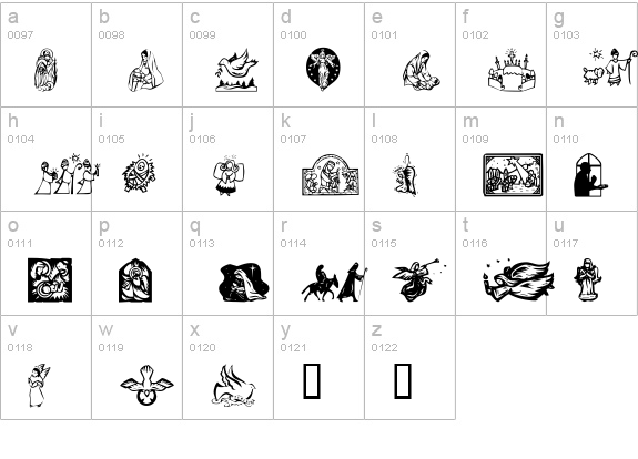 KR Christmas Dings 2004 Four lowercase a-z preview
