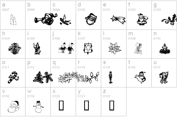 KR Christmas Dings 2004 Six lowercase a-z preview