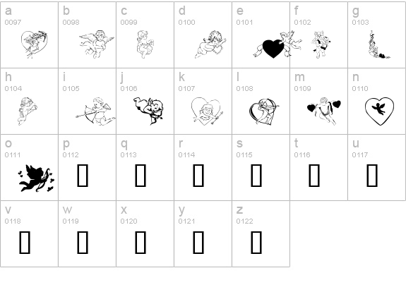 KR Cupids lowercase a-z preview