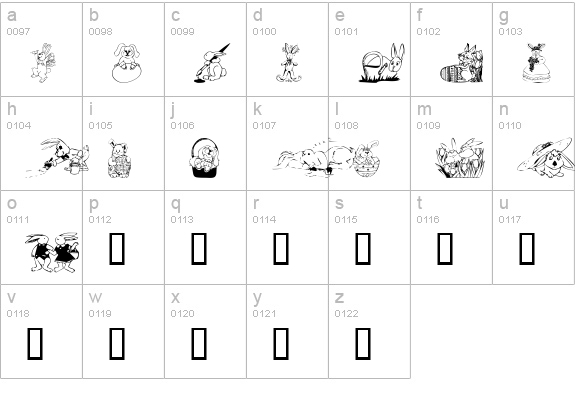 KR Easter Bunnies lowercase a-z preview