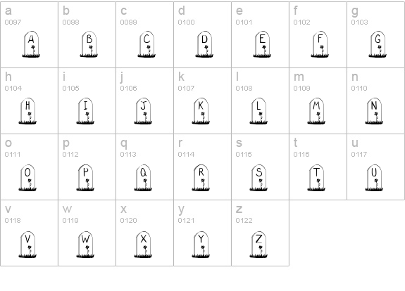 KR Gravestone lowercase a-z preview