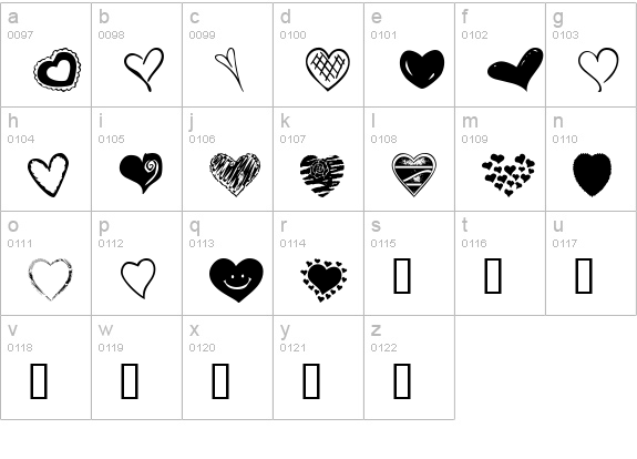 KR Heartalicious lowercase a-z preview