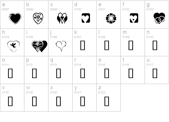 KR Heartiness lowercase a-z preview