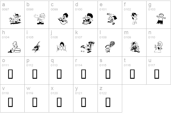 KR Kidlets lowercase a-z preview