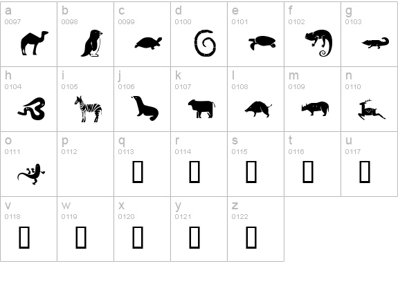 KR Menagerie lowercase a-z preview