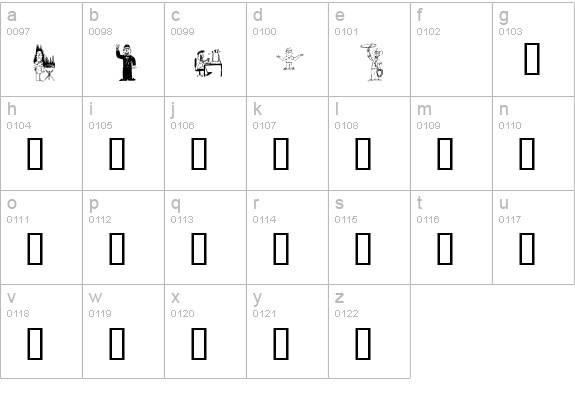 KR Silly Art People lowercase a-z preview