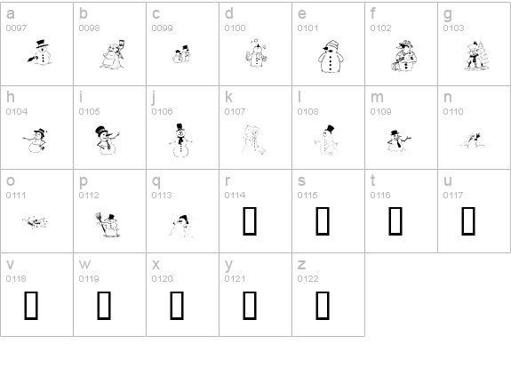 KR Snow People lowercase a-z preview