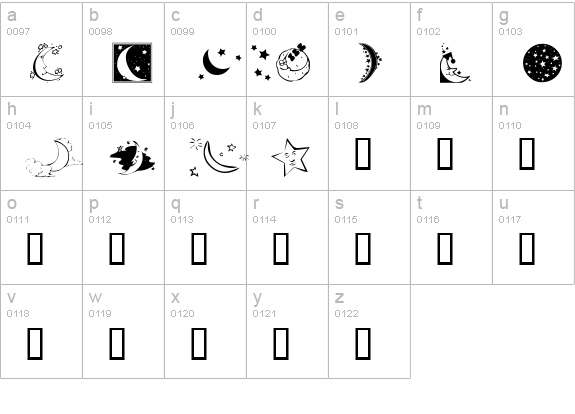 KR Starry Night lowercase a-z preview