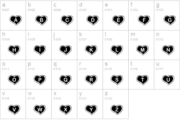 KR Valentine Heart lowercase a-z preview