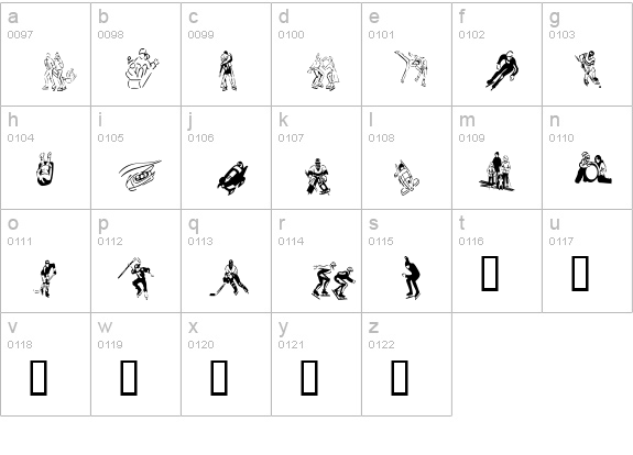 KR Winter Sports lowercase a-z preview