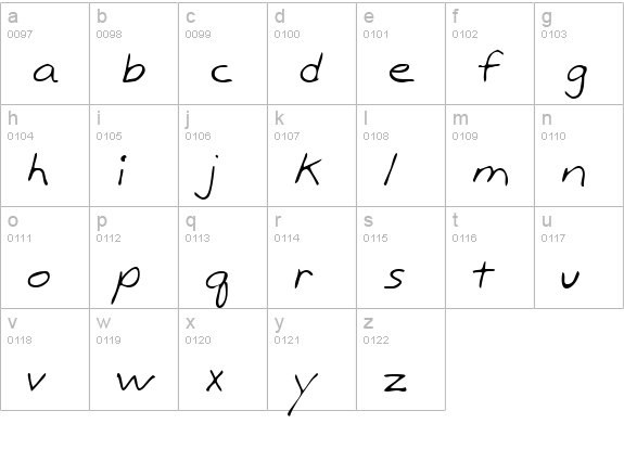 KramersHand Regular lowercase a-z preview