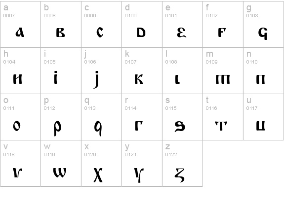 Krasni Fellows lowercase a-z preview