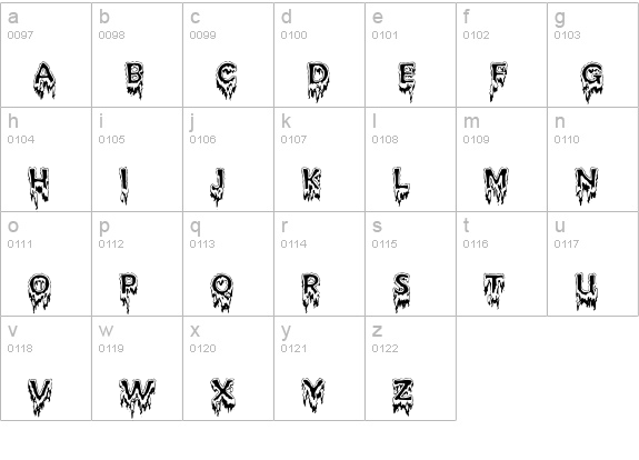 Kreepshow 'Frigid' lowercase a-z preview