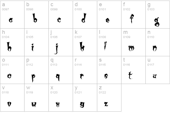 Kreepy Krawly lowercase a-z preview