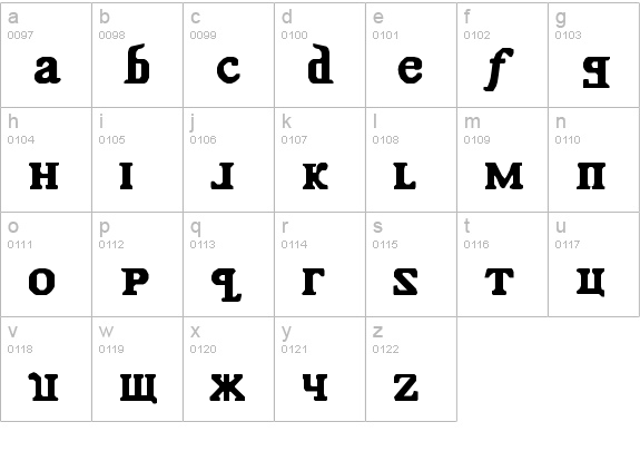 Kremlin Comrade lowercase a-z preview