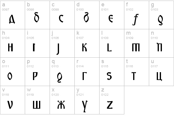 Kremlin Starets lowercase a-z preview