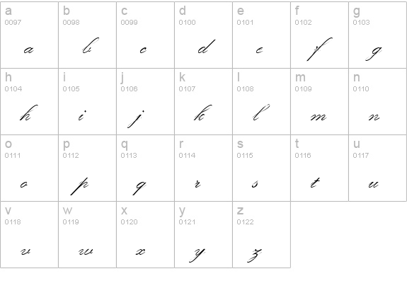 KremlinScriptTwo-Regular lowercase a-z preview