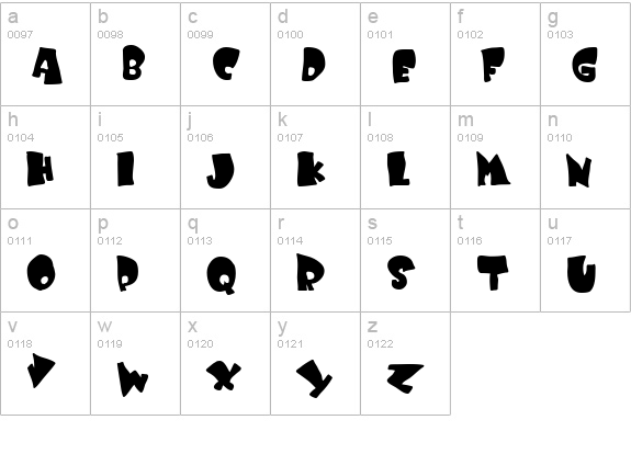 Kruffy lowercase a-z preview